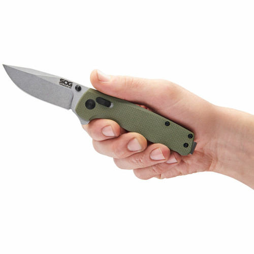 SOG Knives Terminus XR G10 Flipper Knife - 2.95" Stonewashed D2 Clip Point Blade, G10 Handles - XR Lock SOG Knives Terminus XR G10 Flipper Knife - 2.95" Stonewashed D2 Clip Point Blade, G10 Handles - XR Lock