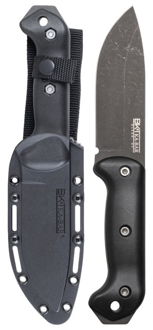 KA-BAR BK92 Becker Campanion Fixed Blade Knife - 5.25" CPM-MagnaCut Dark Stonewash Drop Point Blade, Black Zytel Handles, Molded Plastic Sheath