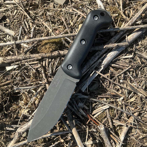 KA-BAR BK92 Becker Campanion Fixed Blade Knife - 5.25" CPM-MagnaCut Dark Stonewash Drop Point Blade, Black Zytel Handles, Molded Plastic Sheath