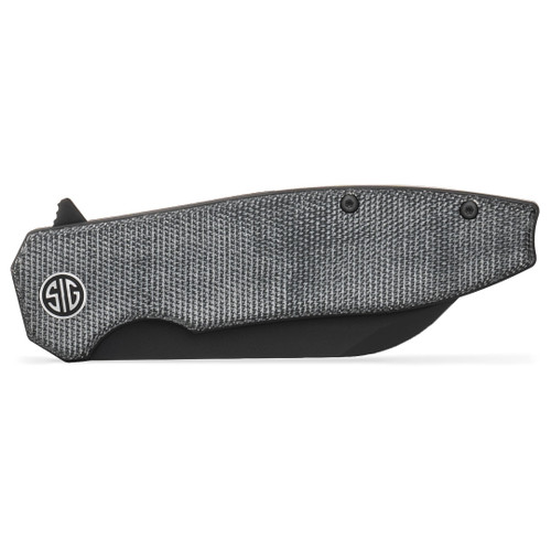 Sig Sauer / Eikonic KARAK Folding Knife - 3.25" Black DLC Nitro-V Wharncliffe Blade, Salt and Pepper Micarta Handles Sig Sauer / Eikonic KARAK Folding Knife - 3.25" Black DLC Nitro-V Wharncliffe Blade, Salt and Pepper Micarta Handles