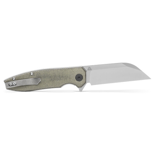 Sig Sauer / Eikonic KARAK Folding Knife - 3.25" Satin Nitro-V Wharncliffe Blade, Olive Green Canvas Micarta Handles Sig Sauer / Eikonic KARAK Folding Knife - 3.25" Satin Nitro-V Wharncliffe Blade, Olive Green Canvas Micarta Handles