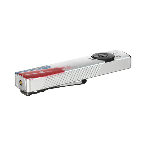Olight Arkfeld Pro Stars and Stripes Rechargeable EDC Flashlight LED Light, UV, and Laser - 1300 Max Lumens, Cool White Light, Green Laser