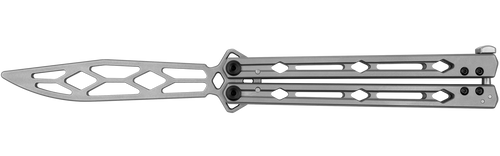 Kershaw Knives Lucha Trainer Balisong Butterfly Knife - 4.6" Stonewashed Sandvik 14C28N Dull Blade, Bead Blasted Stainless Steel Handles