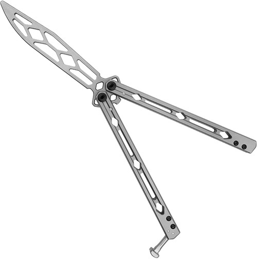 Kershaw Knives Lucha Trainer Balisong Butterfly Knife - 4.6" Stonewashed Sandvik 14C28N Dull Blade, Bead Blasted Stainless Steel Handles Kershaw Knives Lucha Trainer Balisong Butterfly Knife - 4.6" Stonewashed Sandvik 14C28N Dull Blade, Bead Blasted Stainless Steel Handles