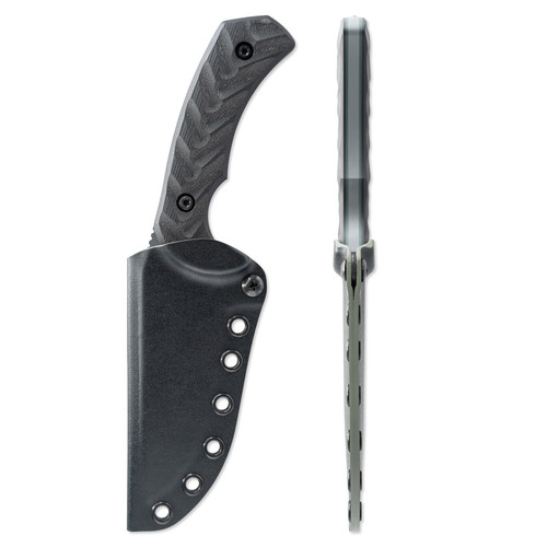 Toor Knives Mullet S Fixed Blade - 4.0" CPM-M4 Phantom Gray Blade, Black G10 Handles, Black Kydex Sheath