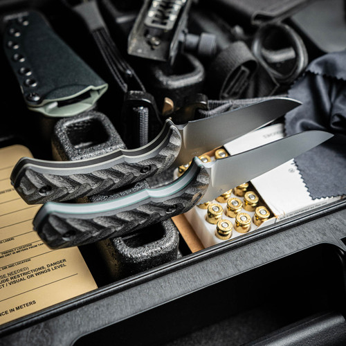 Toor Knives Mullet S Fixed Blade - 4.0" CPM-M4 Phantom Gray Blade, Black G10 Handles, Black Kydex Sheath