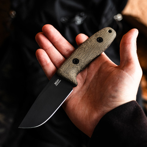 Circadian Clip Point EDC Fixed Blade - 3.28" CPM-MagnaCut Clip Point Black Blade, Green Canvas Micarta Handles, Black Kydex Sheath Circadian Clip Point EDC Fixed Blade - 3.28" CPM-MagnaCut Clip Point Black Blade, Green Canvas Micarta Handles, Black Kydex Sheath