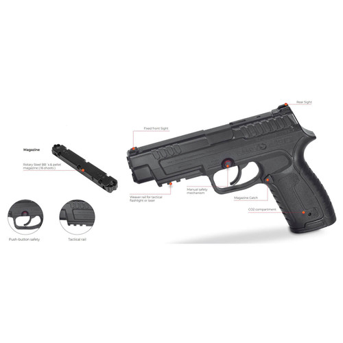 Gamo P-430 CO2 Dual Ammo Pellet / BB Pistol .177 Cal. 495 fps - Black