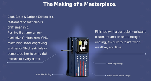 Olight Oclip Ultra Clip-On EDC Light with Flood, Spot, and UV Modes - Limited Edition Stars and Stripes