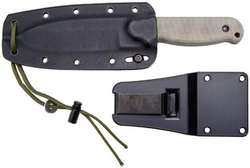 ESEE Knives Laser Strike Survival Knife Fixed Blade - 5" 1095 Blade, Fire Steel and Tinder Tabs in Desert Tan Micarta Handles, Kydex Sheath