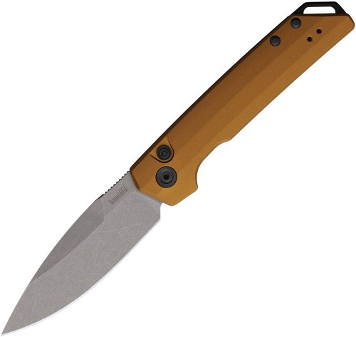Kershaw 7038BRZ Launch Iridium AUTO Folding Knife - 3.45" CPM-MagnaCut Working Finish Spear Point Blade, Olive Green Aluminum Handles, Reversible Clip
