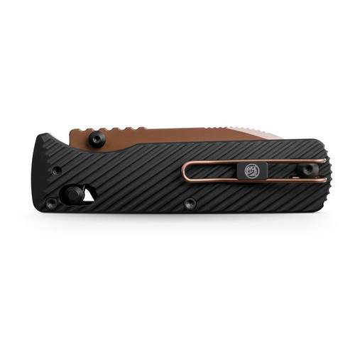 Vosteed Cutlery Vombat Crossbar Lock Folding Knife - 2.92" M390 Copper Dune Zulu Blade, Black Aluminum Handles - A4107 Vosteed Cutlery Vombat Crossbar Lock Folding Knife - 2.92" M390 Copper Dune Zulu Blade, Black Aluminum Handles - A4107