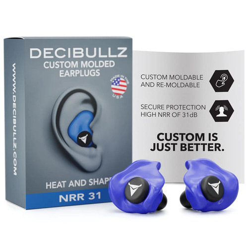 Decibullz Custom Molded Earplugs 31dB NRR - Blue