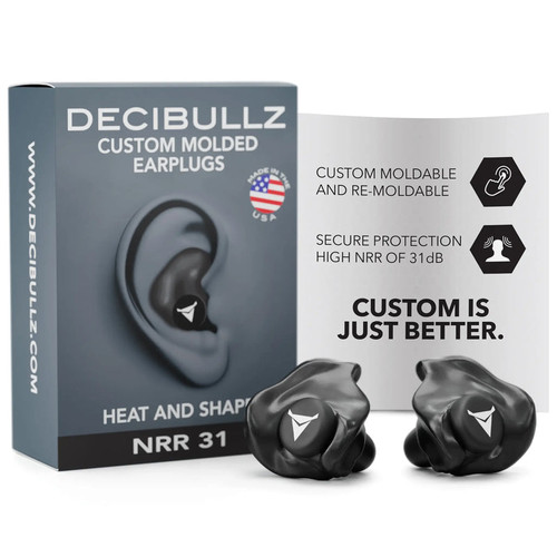 Decibullz Custom Molded Earplugs 31dB NRR - Black