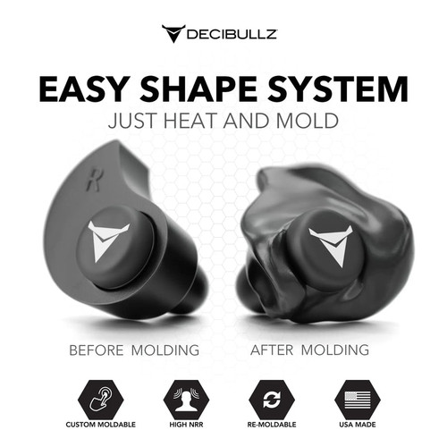 Decibullz Custom Molded Earplugs 31dB NRR - Black