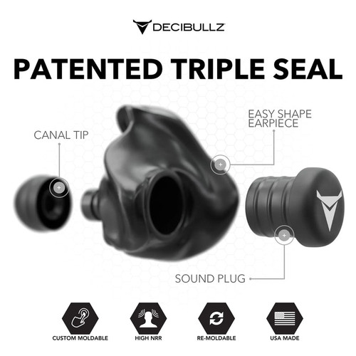 Decibullz Custom Molded Earplugs 31dB NRR - Black