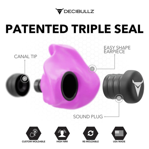 Decibullz Custom Molded Earplugs 31dB NRR - Pink