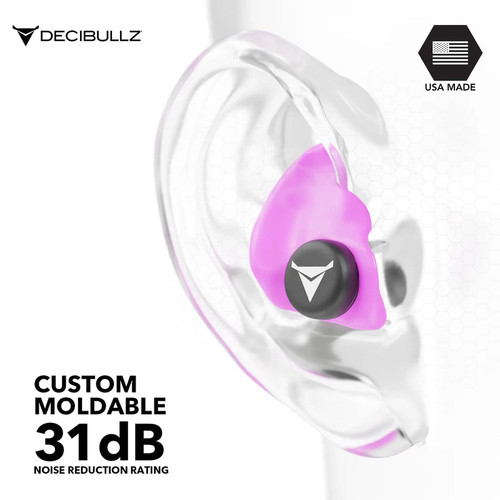 Decibullz Custom Molded Earplugs 31dB NRR - Pink