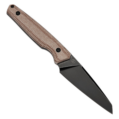 Tenable Knives Parr Outdoor Fixed Blade Knife - 3.12" Blackwash 14C28N Blade, Brown Micarta Handle - G011B4