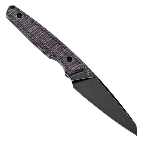 Tenable Knives Parr Outdoor Fixed Blade Knife - 3.12" Blackwash 14C28N Blade, Purple Micarta Handle - G011B1