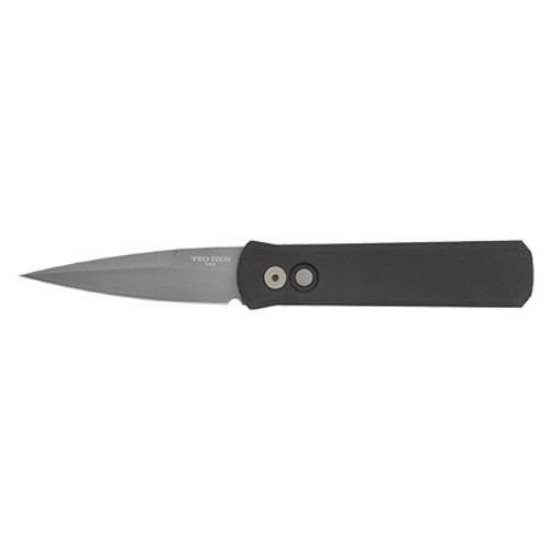 ProTech 720 Godson AUTO Folding Knife - 3.15" 154CM Bead Blasted Plain Blade, Black Aluminum Handles