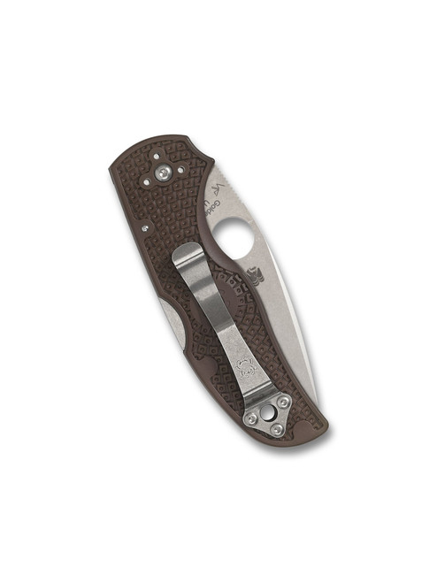 Spyderco Native 5 Lightweight Brown CPM 15V Sprint Run Folding Knife - 2.95" CPM-15V Stonewashed Plain Blade, Brown FRN Handles, Lockback - C41PBN15V5