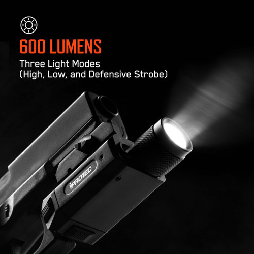 iProTec RM600LSR Rail Mount Light + Red Laser - Black Finish