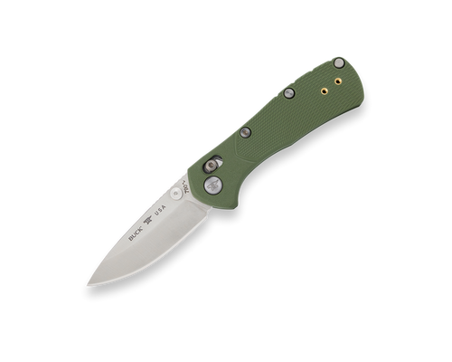 Buck 0790GRS1 Mini Range Pro Crossbar Lock Folding Knife - 2.625" 154CM Satin Drop Point Blade, Green GFN Handles - 13913
