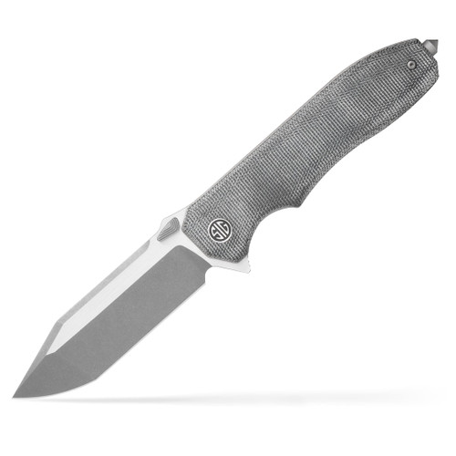 Sig Sauer Knives VA9SBT Validus Folding Knife - 3.78" Two Tone Satin Modified Tanto Blade, Grey Black Micarta Handles