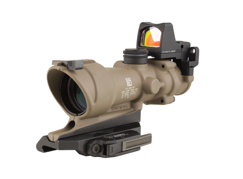 Trijicon TA01-D-100555 ACOG ECOS Combo 4x32mm Illuminated Amber Crosshair .223 BDC Reticle - Flat Dark Earth Trijicon TA01-D-100555 ACOG ECOS Combo 4x32mm Illuminated Amber Crosshair .223 BDC Reticle - Flat Dark Earth
