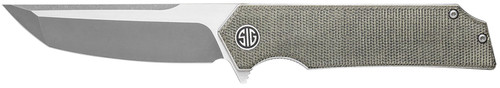Sig Sauer Knives TS8SG Tsuru Folding Knife - 3.30" 154CM Tanto Satin Blade, Olive Green Canvas Micarta Handles