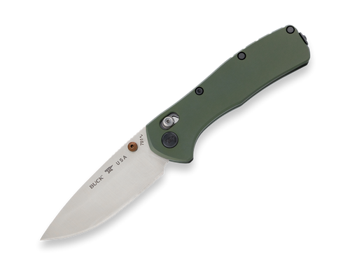 Buck 0791GRS-B Range Elite Crossbar Lock Folding Knife - 3.375" CPM-MagnaCut Satin Drop Point Blade, Green Aluminum Handles - 13917 Buck 0791GRS-B Range Elite Crossbar Lock Folding Knife - 3.375" CPM-MagnaCut Satin Drop Point Blade, Green Aluminum Handles - 13917