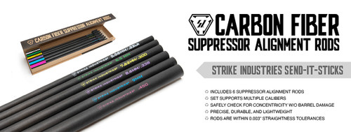 Strike Industries Send It Sticks CarbonFiber Alignment Rods - Set of 6, 556/22LR, 6.5MM, 7.62MM/.300, 8.6MM/.338, 9MM, .450