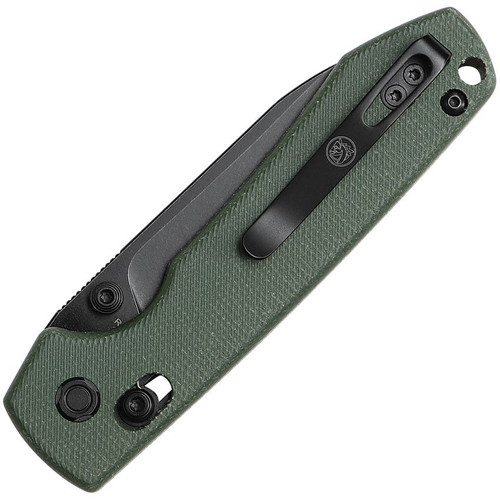 Vosteed Cutlery Raccoon Folding Knife - 3.25" 14C28N Black Stonewashed Drop Point Blade, Green Canvas Micarta Handles