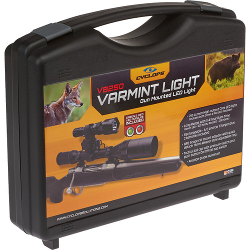 Cyclops CYCVB250 Varmint Light Kit - Red / Green / White Filter - 3-Color Selectable Night Hunting Light