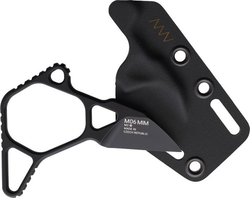 Acta Non Verba Knives M06 MIM Emergency Knife -  1.5" M2 Steel Black DLC Wharncliffe Blade, One-Piece Construction, Black Kydex Sheath - ANVM06-003