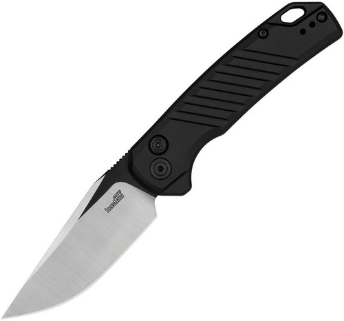 Kershaw 7305 Launch 23 AUTO Folding Knife - 3.3" CPM-154 Two-Tone Trailing Point Blade, Black Milled Aluminum Handles, Reversible Clip