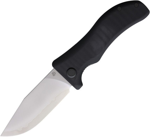 North Mountain Blade Lucky Dog KickStop Flipper Knife - 4" SLD Hamon Clip Point Blade, Black G10 Handles, Liner Lock - 2524-BK