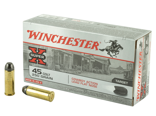 Winchester Ammunition USA 45 Colt 250 Grain Cowboy Action Lead Flat Nose  - 50 Round Box