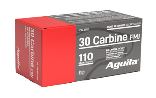Aguila Ammunition .30 Carbine 110 Grain Full Metal Jacket Brass Case Rifle Ammunition - 50 Rounds per Box