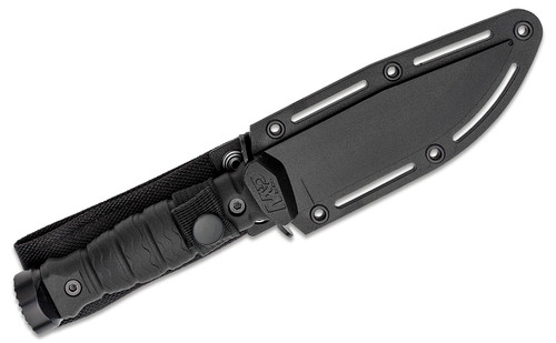 Smith & Wesson M&P Specials Ops Fixed Blade Knife - 5" Black Bowie Blade, Rubberized Polymer Handles, Hard Synthetic Sheath - 1122583