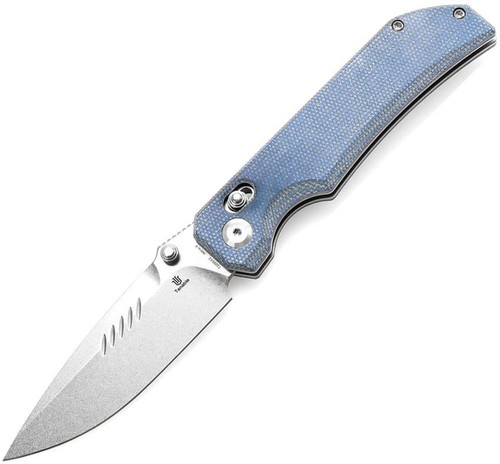 Tenable Knives Eaglestrike Crossbar Lock Folding Knife - 3.73" Nitro-V Satin Drop Point Blade, Blue Micarta Handles - T1095V1