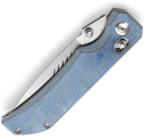 Tenable Knives Eaglestrike Crossbar Lock Folding Knife - 3.73" Nitro-V Satin Drop Point Blade, Blue Micarta Handles - T1095V1