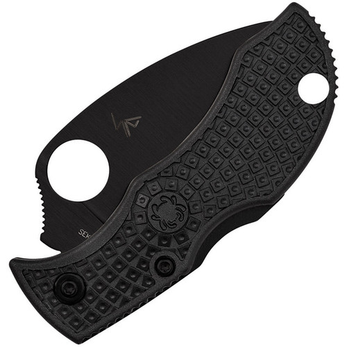 Spyderco Manbug Folding Knife - 1.97" VG10 Black TiCN Wharncliffe Serrated Blade, Black FRN Handles, Lockback - MBKWSBK