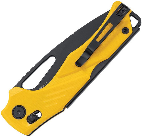 SRM Knives 239X Mirage Folding Knife - 3.62" 14C28N Black Stonewash Blade, Yellow G10 handle, Ambi Lock (Crossbar Lock)