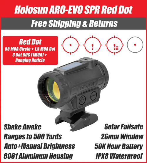 Holosun ARO-EVO Red Special Purpose Reticle (SPR) - Solar Fail-Safe, Black Finish