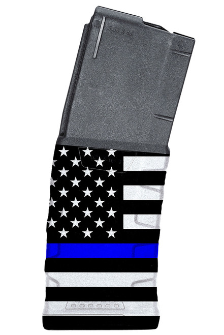 Mission First Tactical EXD Extreme Duty 5.56X45 30RD AR15 Magazine - Blue Line American Flag 1 Graphic