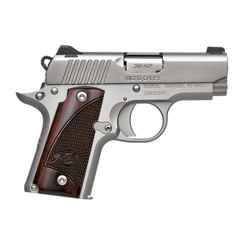 Kimber Micro Carry Stainless Rosewood No Safety 380 ACP, 7+1, Satin Stainless Finish with Beavertail