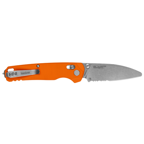 Kershaw 6110EMTO USA-Made Bel Air XL EMT DuraLock KVT Folding Knife - 3.25" CPM-MagnaCut Stonewash Blunt Tip Combo Blade, Orange G10 Handles, Reversible Deep Carry Clip