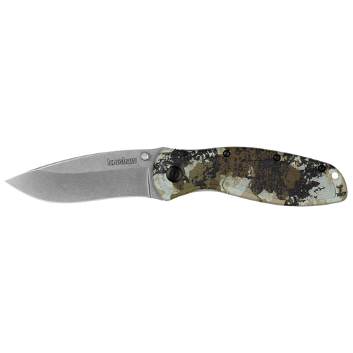 Kershaw 1670KC Ken Onion Blur Assisted Folding Knife - 3.4" 14C28N Stonewashed Blade, King's Camo Aluminum Handles w/ Trac-Tec Inserts, Liner Lock